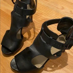 Via Spiga Black Open Toe Heels, Size 7
